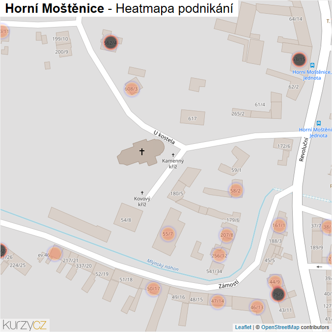 Mapa Horní Moštěnice - Firmy v obci.