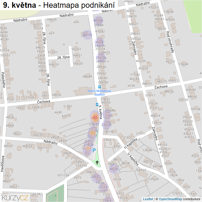 Mapa 9. května - Firmy v ulici.