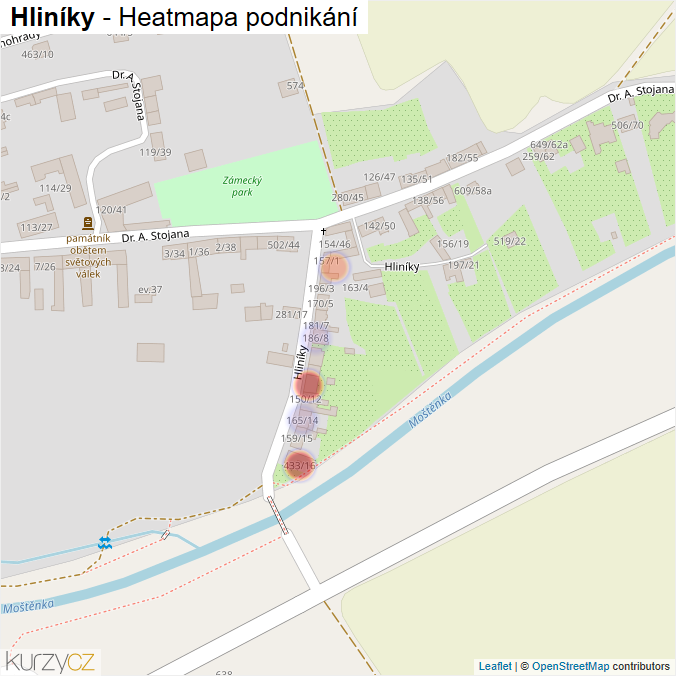 Mapa Hliníky - Firmy v ulici.