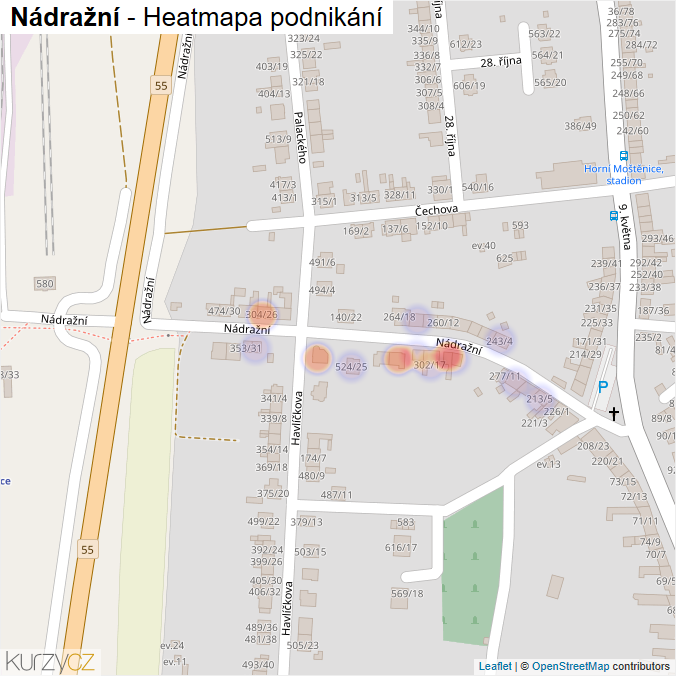 Mapa Nádražní - Firmy v ulici.