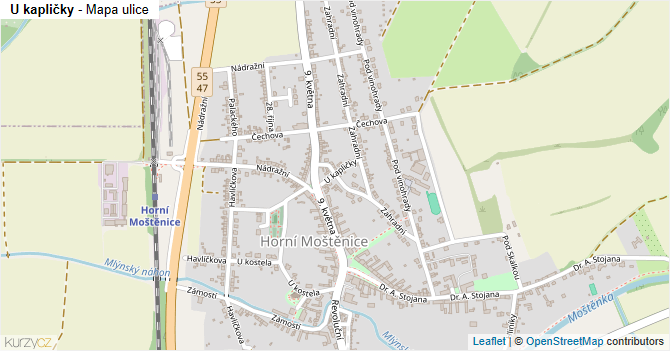 U kapličky - mapa ulice
