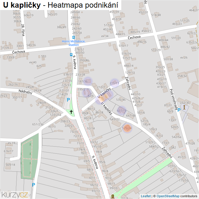 Mapa U kapličky - Firmy v ulici.