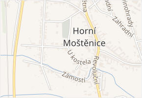 U kostela v obci Horní Moštěnice - mapa ulice