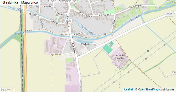 U rybníka - mapa ulice