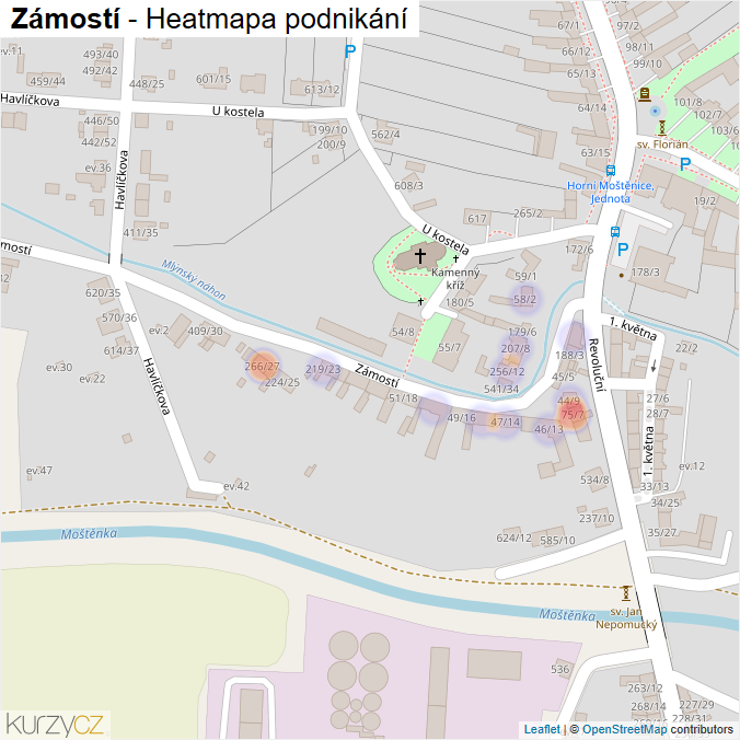 Mapa Zámostí - Firmy v ulici.
