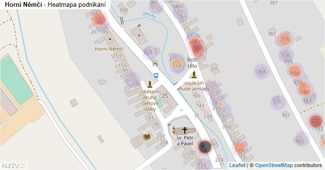 Horní Němčí - mapa podnikání