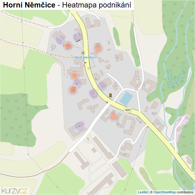Mapa Horní Němčice - Firmy v části obce.