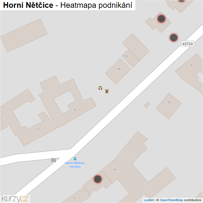 Mapa Horní Nětčice - Firmy v obci.