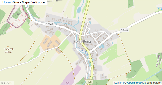 Horní Pěna - mapa části obce