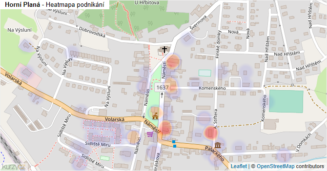 Horní Planá - mapa podnikání