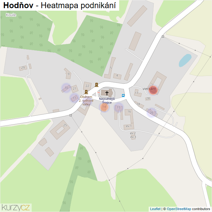 Mapa Hodňov - Firmy v části obce.