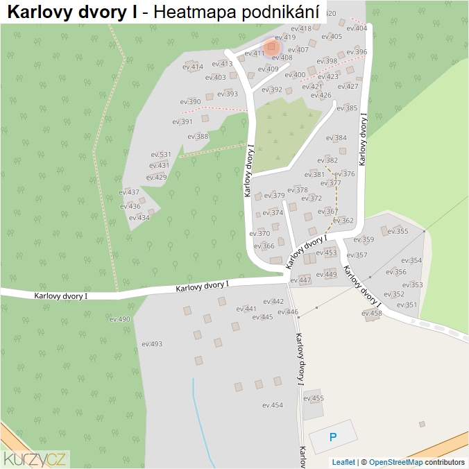 Mapa Karlovy dvory I - Firmy v ulici.