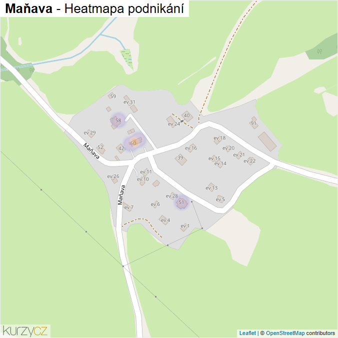Mapa Maňava - Firmy v ulici.