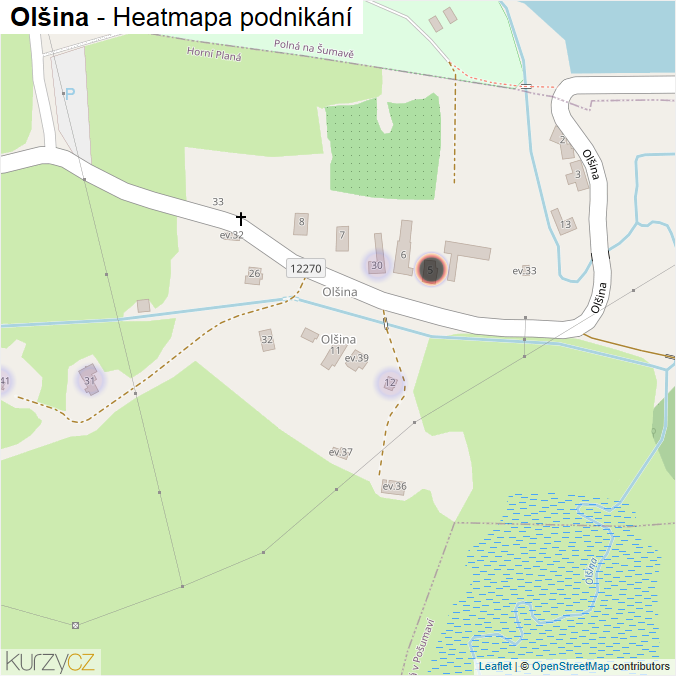 Mapa Olšina - Firmy v části obce.