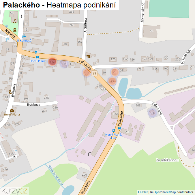 Mapa Palackého - Firmy v ulici.