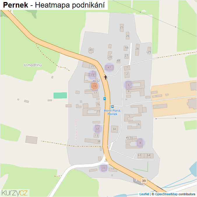 Mapa Pernek - Firmy v části obce.