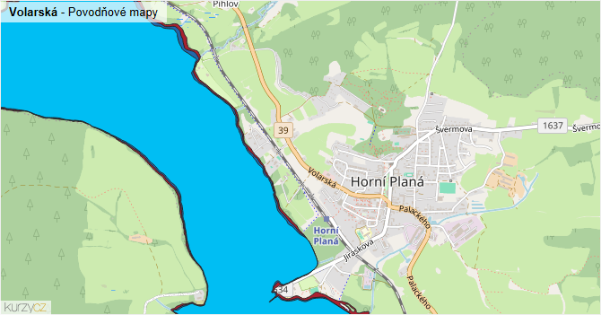 Volarská - záplavové mapy stoleté vody