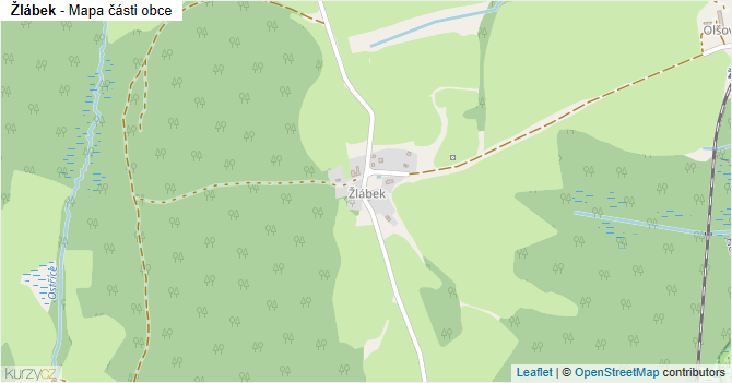 Žlábek - mapa části obce