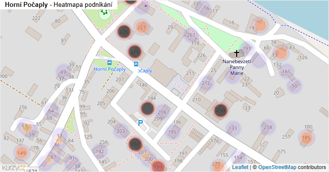 Horní Počaply - mapa podnikání
