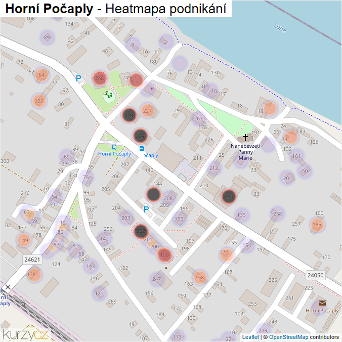 Mapa Horní Počaply - Firmy v části obce.