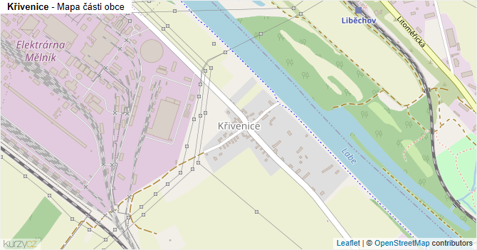 Křivenice - mapa části obce
