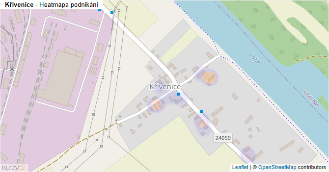 Křivenice - mapa podnikání