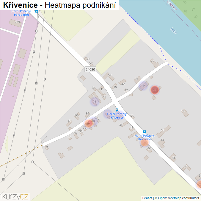 Mapa Křivenice - Firmy v části obce.