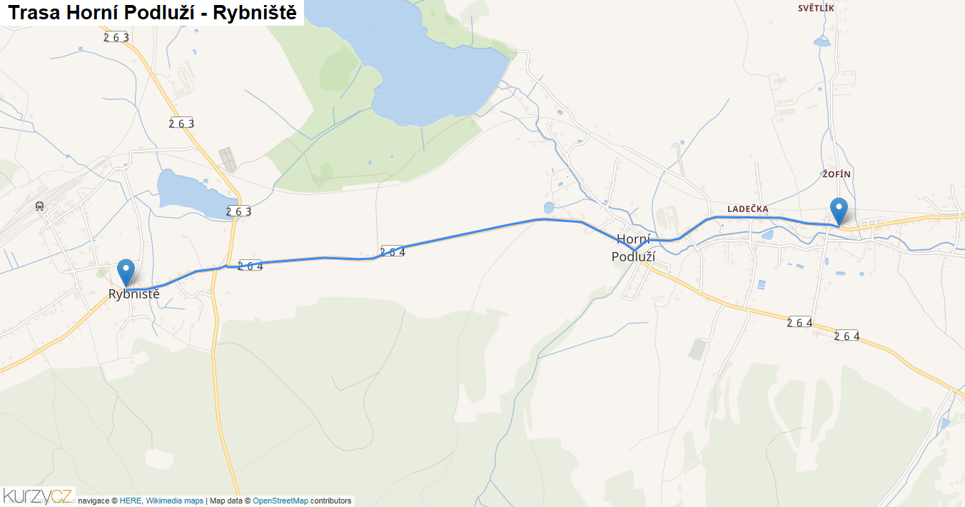 Horní Podluží-Rybniště, mapa trasy