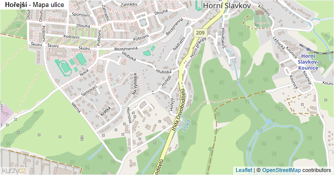 Hořejší - mapa ulice