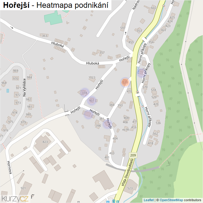 Mapa Hořejší - Firmy v ulici.