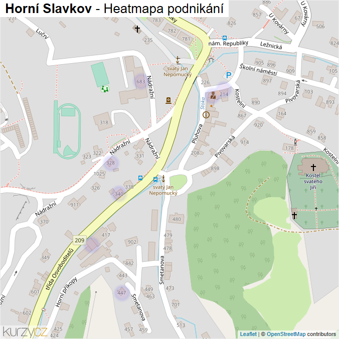 Mapa Horní Slavkov - Firmy v části obce.