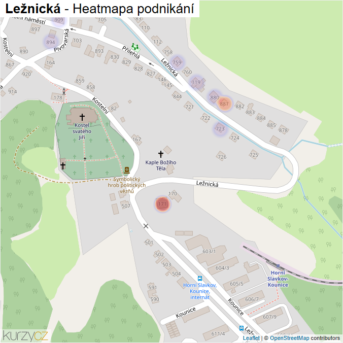 Mapa Ležnická - Firmy v ulici.