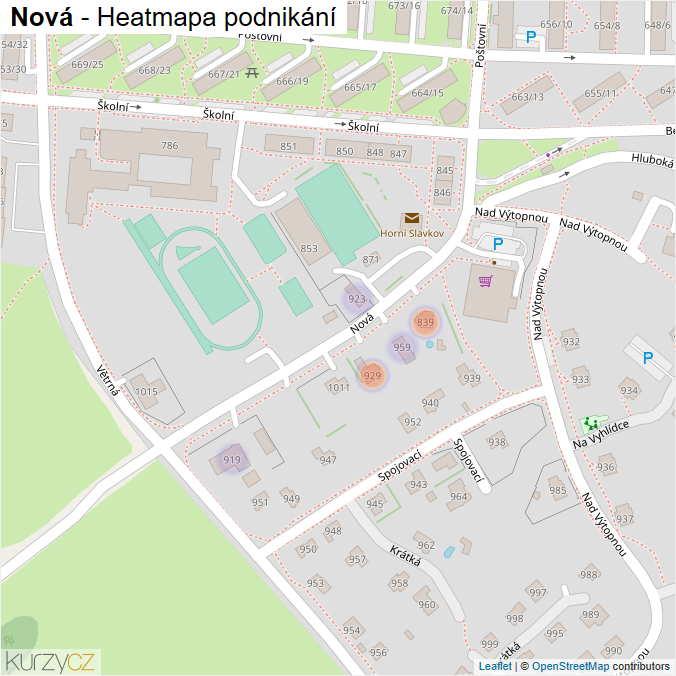 Mapa Nová - Firmy v ulici.