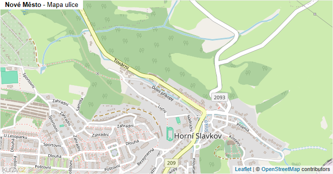 Nové Město - mapa ulice