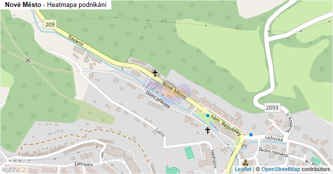Nové Město - mapa podnikání