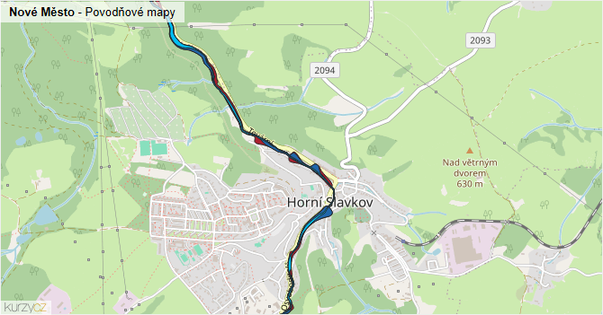 Nové Město - záplavové mapy stoleté vody