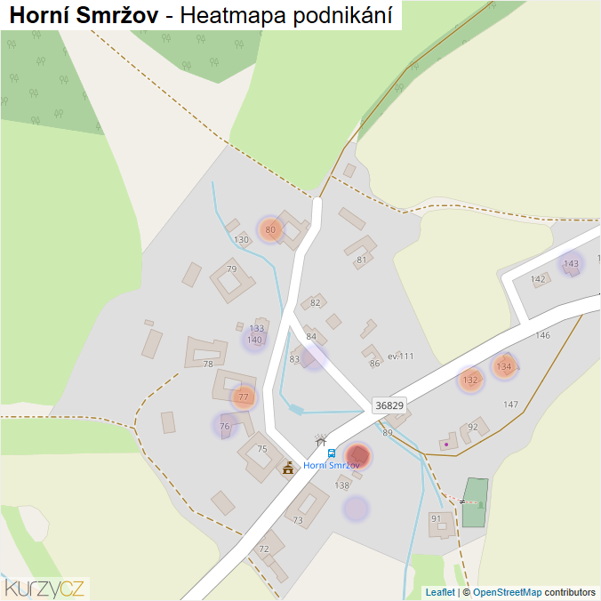 Mapa Horní Smržov - Firmy v části obce.