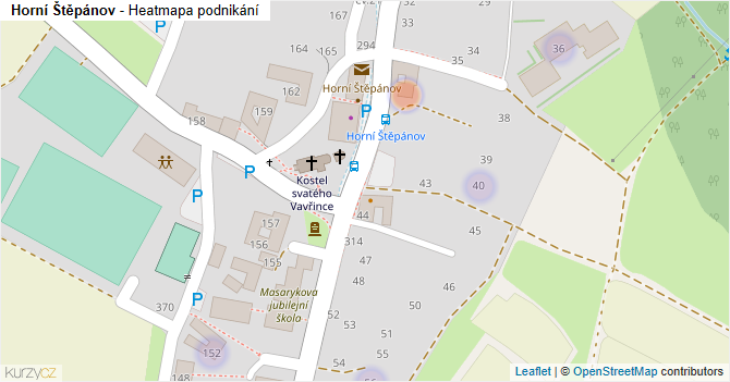 Horní Štěpánov - mapa podnikání