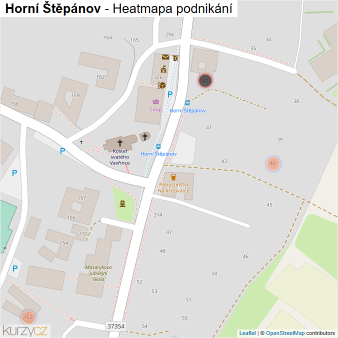 Mapa Horní Štěpánov - Firmy v obci.