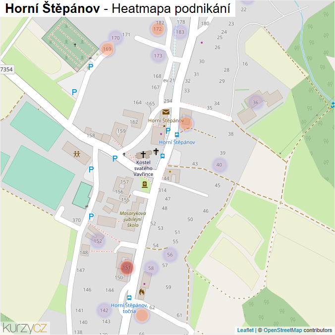 Mapa Horní Štěpánov - Firmy v části obce.