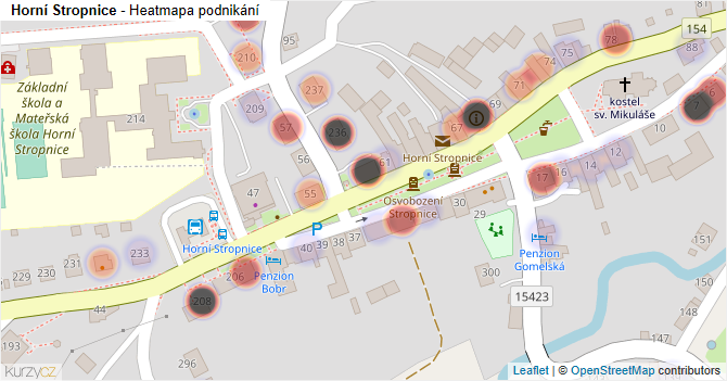 Horní Stropnice - mapa podnikání