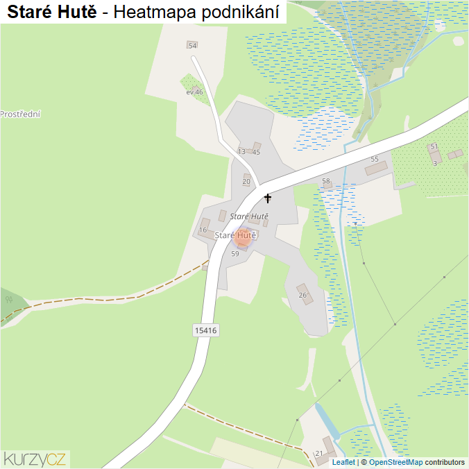 Mapa Staré Hutě - Firmy v části obce.