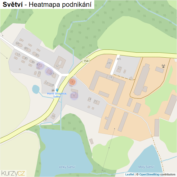 Mapa Světví - Firmy v části obce.