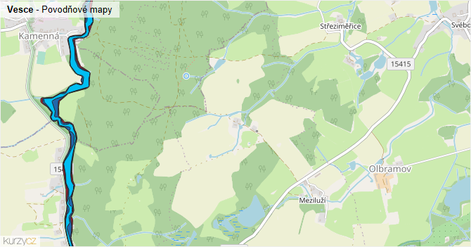Vesce - záplavové mapy stoleté vody