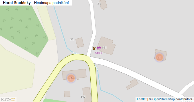 Horní Studénky - mapa podnikání