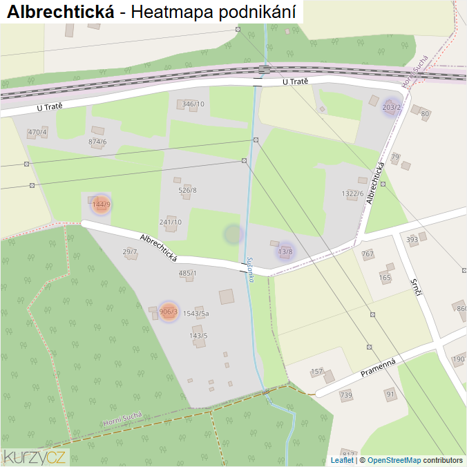 Mapa Albrechtická - Firmy v ulici.