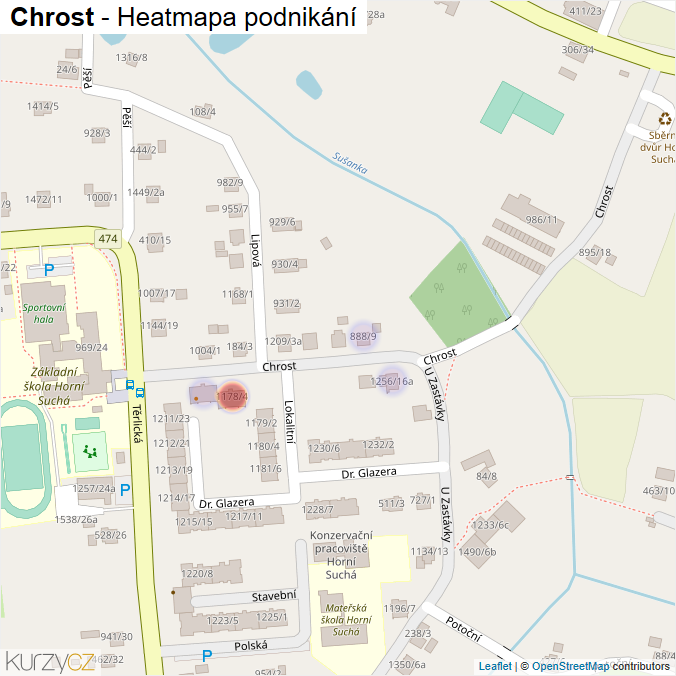 Mapa Chrost - Firmy v ulici.
