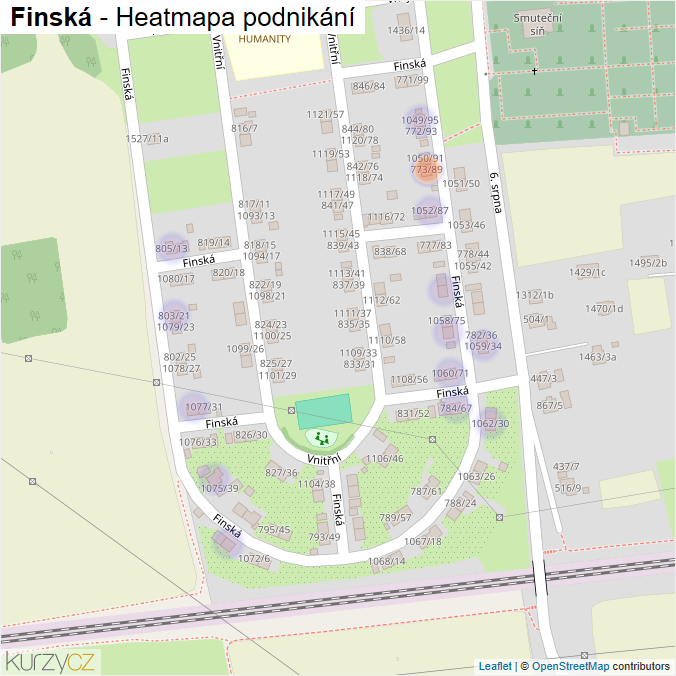 Mapa Finská - Firmy v ulici.