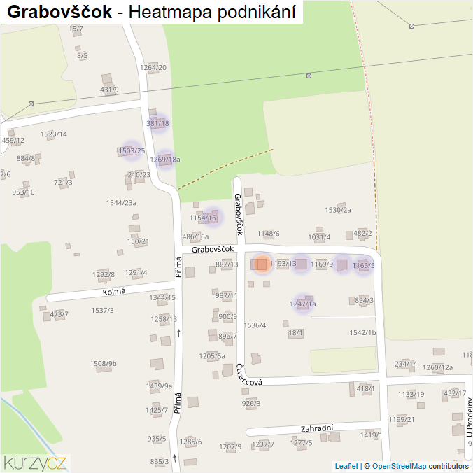 Mapa Grabovščok - Firmy v ulici.