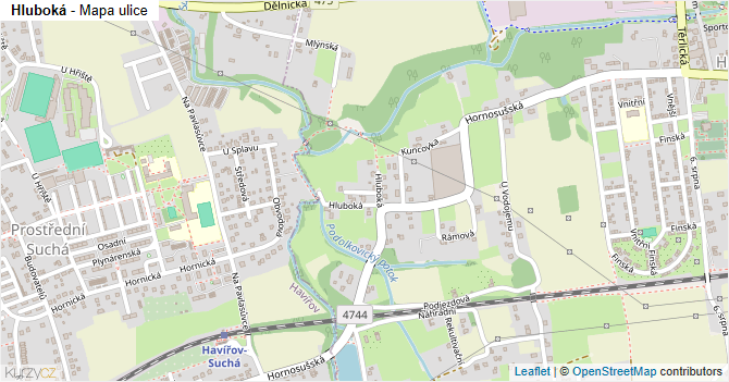 Hluboká - mapa ulice